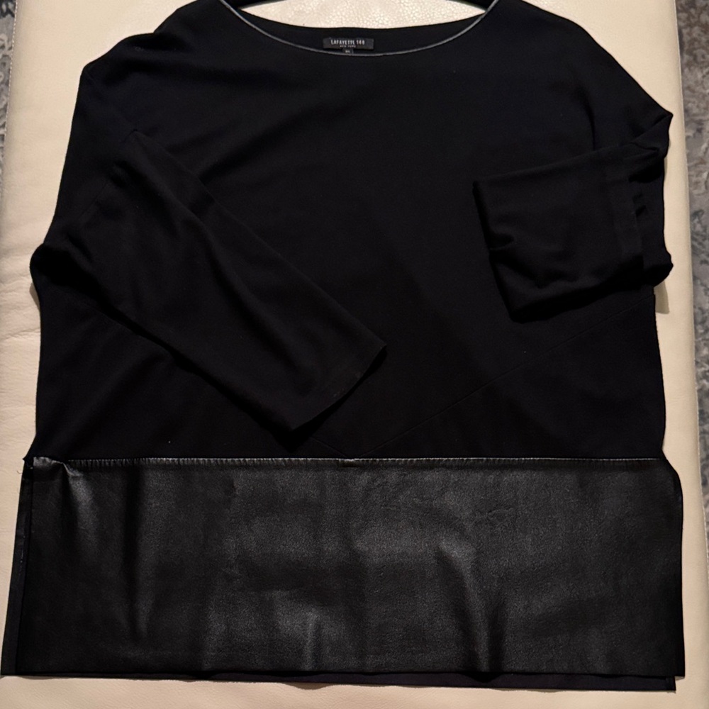 Lafayette 148 New York Black Mixed-Media Top